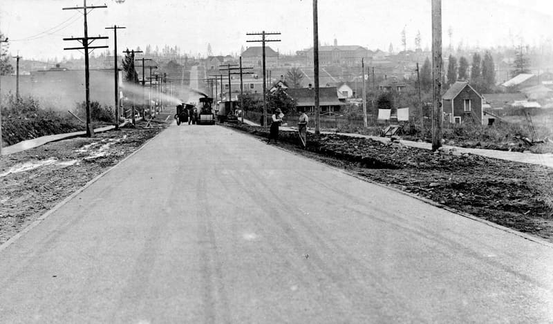 Road work on Joyce Street, looking south-west toward Carleton School