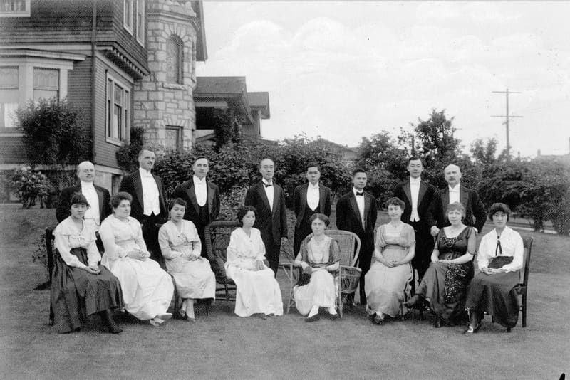 Shih Yuen Lin with family and guests in the garden of the Chinese Consulate at 3738 Pine Crescent
