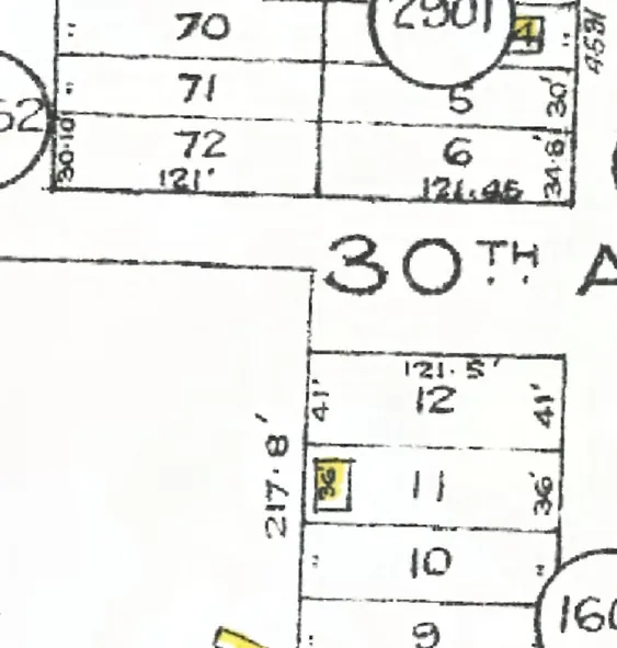 The first block of East 30th Avenue on Goad's 1912 fire insurance map