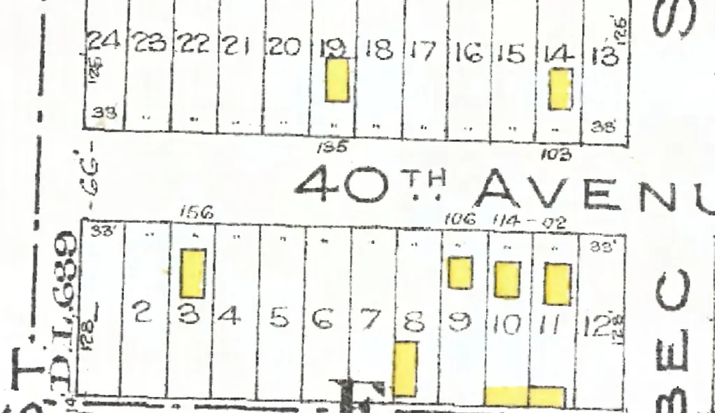 The first block of East 39th Avenue on Goad's 1912 fire insurance map