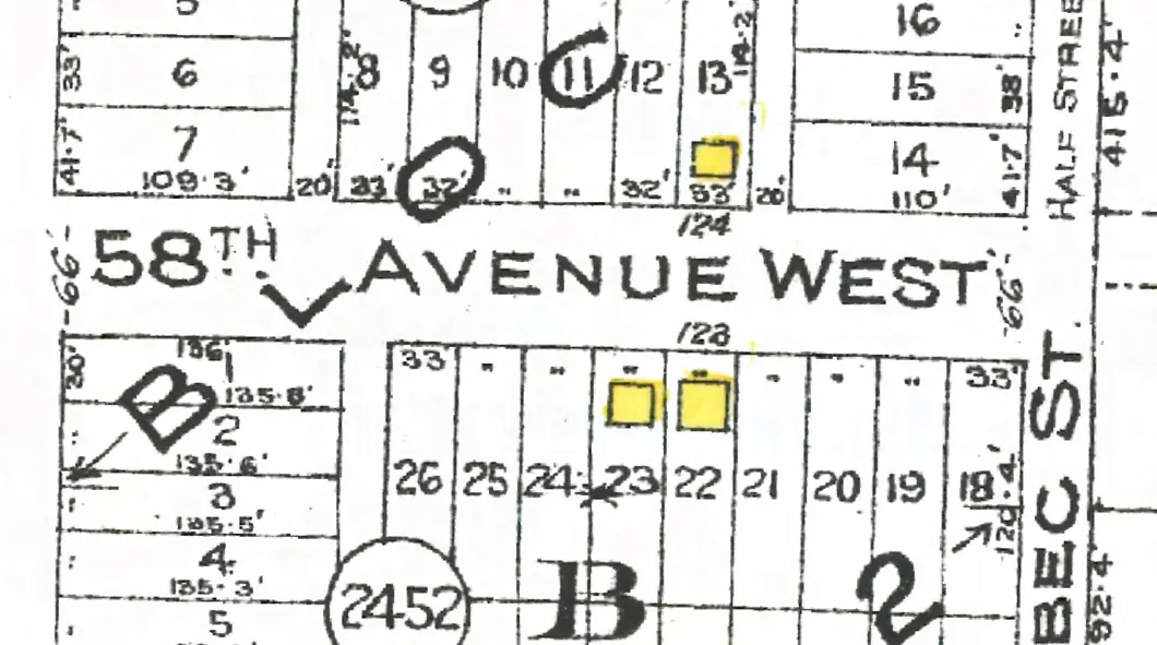 The first block of East 56th Avenue on Goad's 1912 fire insurance map