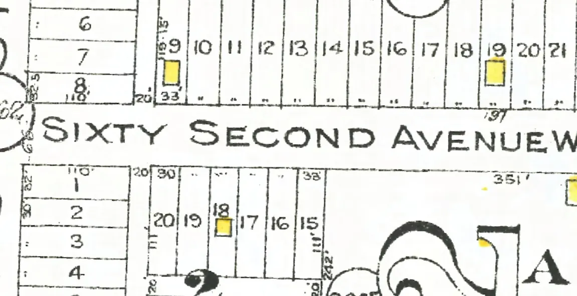 The first block of East 60th Avenue on Goad's 1912 fire insurance map