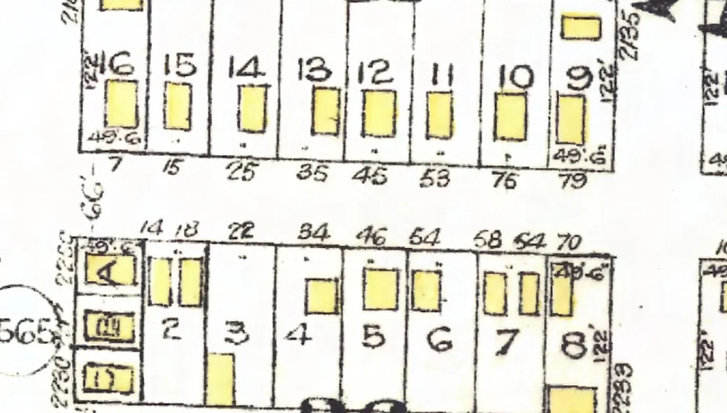 The first block of East 6th Avenue on Goad's 1912 fire insurance map