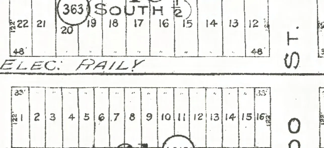 The 3400 block of East Hastings Street on Goad's 1912 fire insurance map