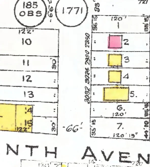 The 3000 block of Fraser Street on Goad's 1912 fire insurance map