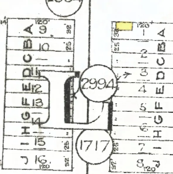 The 5200 block of Main Street on Goad's 1912 fire insurance map