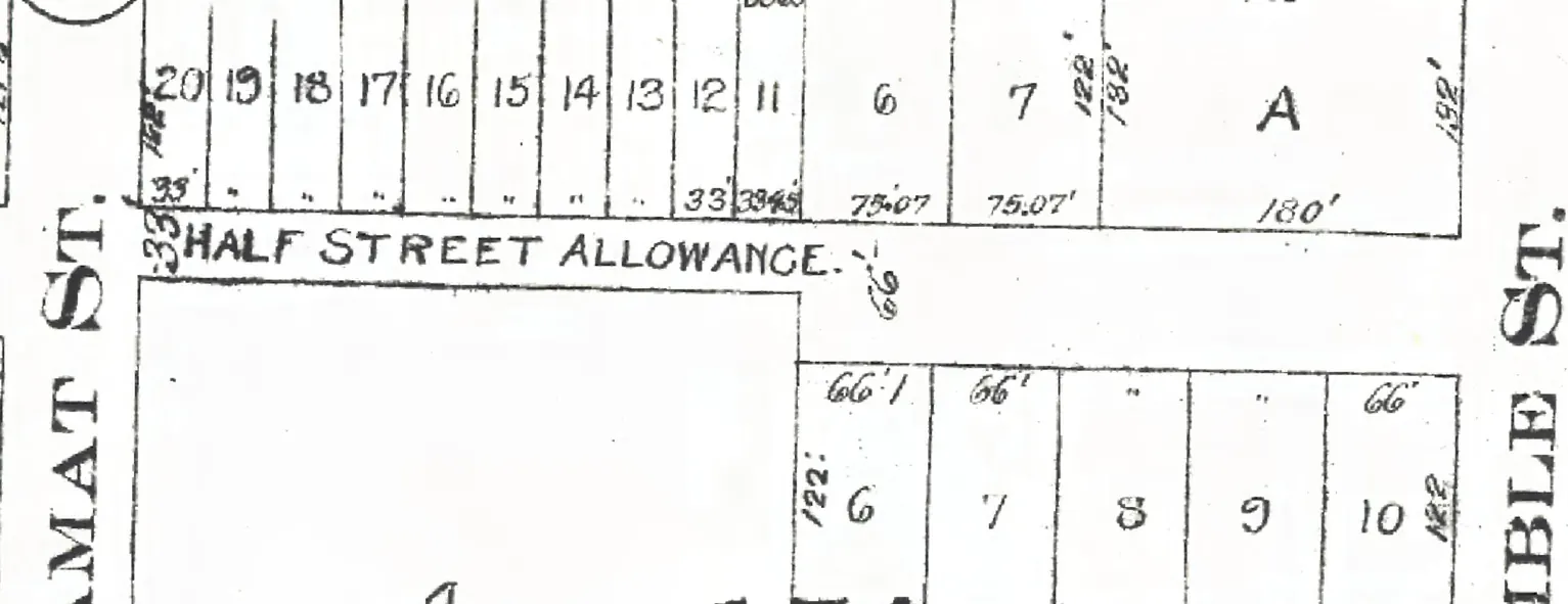 The 4400 block of West 11th Avenue on Goad's 1912 fire insurance map