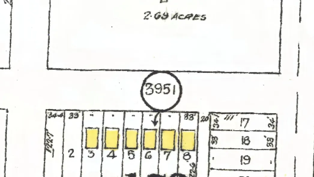 The 3700 block of West 12th Avenue on Goad's 1912 fire insurance map