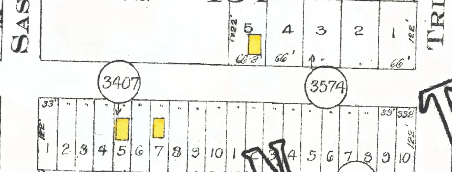 The 4400 block of West 12th Avenue on Goad's 1912 fire insurance map