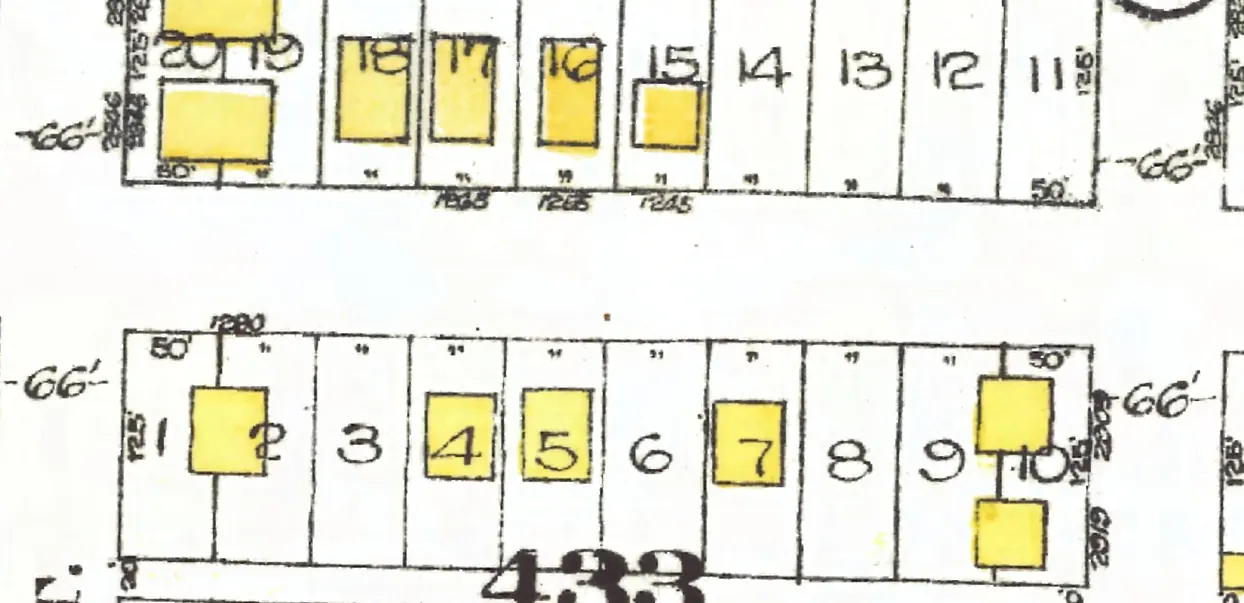 The 1200 block of West 13th Avenue on Goad's 1912 fire insurance map