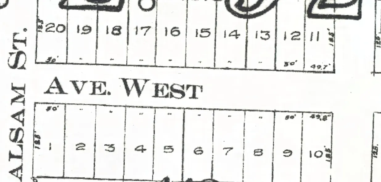 The 2300 block of West 14th Avenue on Goad's 1912 fire insurance map