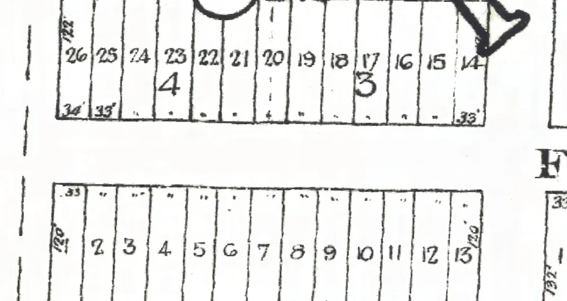 The 3600 block of West 14th Avenue on Goad's 1912 fire insurance map