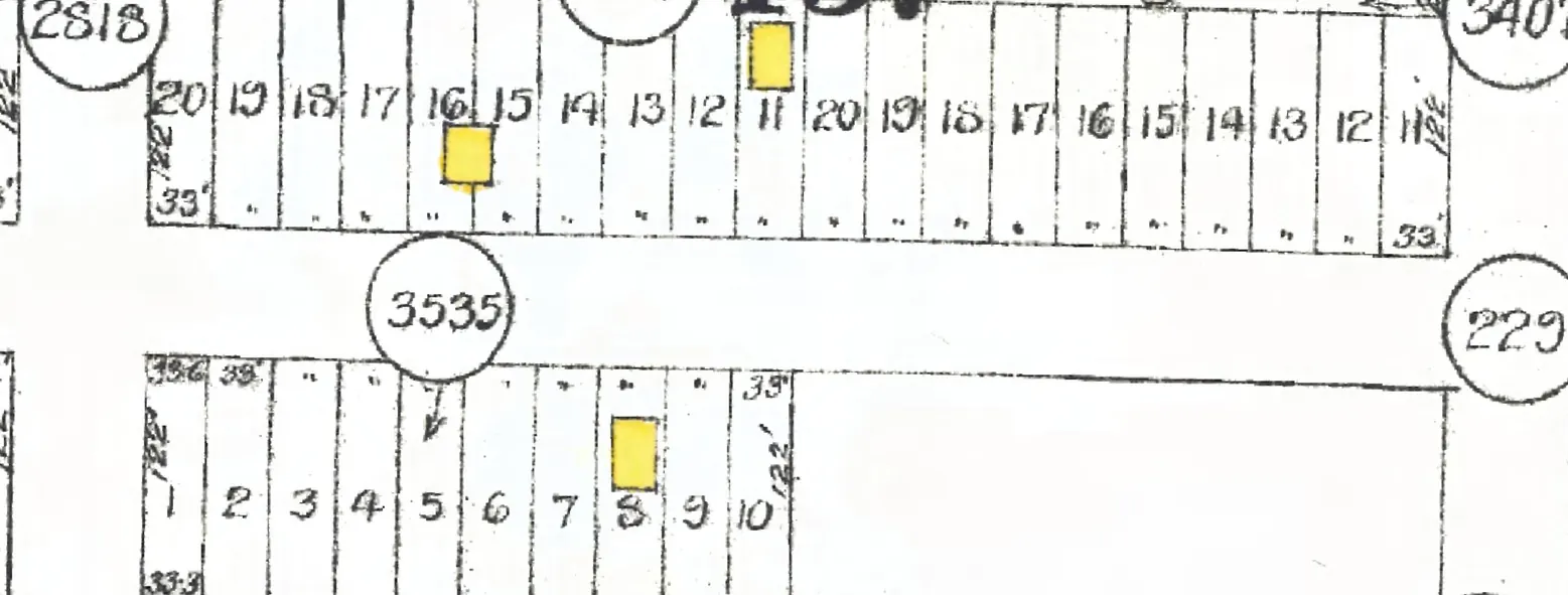 The 4400 block of West 14th Avenue on Goad's 1912 fire insurance map