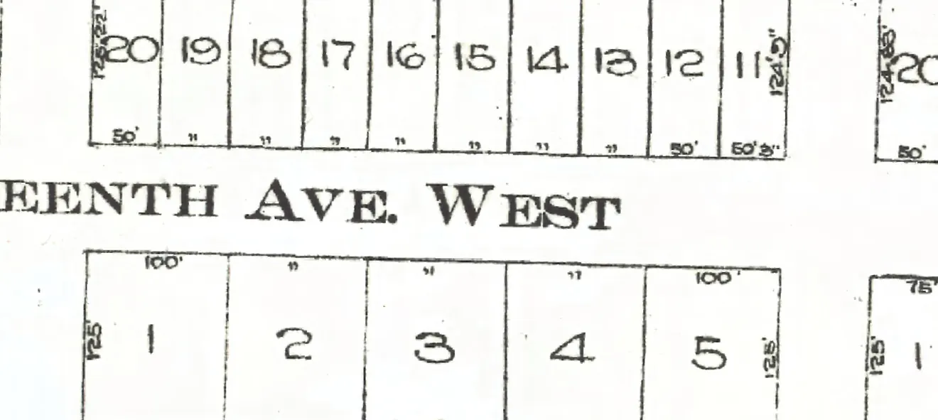 The 1700 block of West 16th Avenue on Goad's 1912 fire insurance map