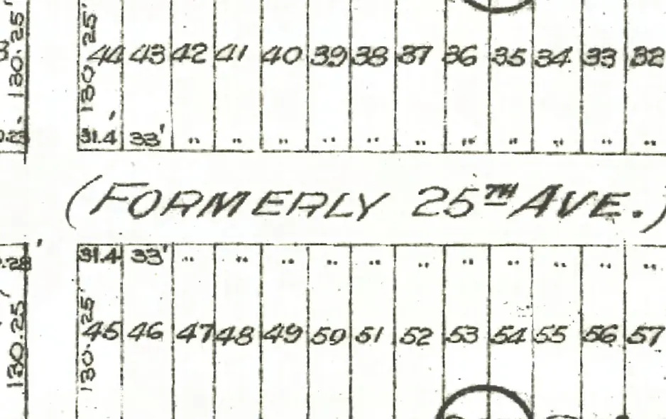 The 3400 block of West 26th Avenue on Goad's 1912 fire insurance map