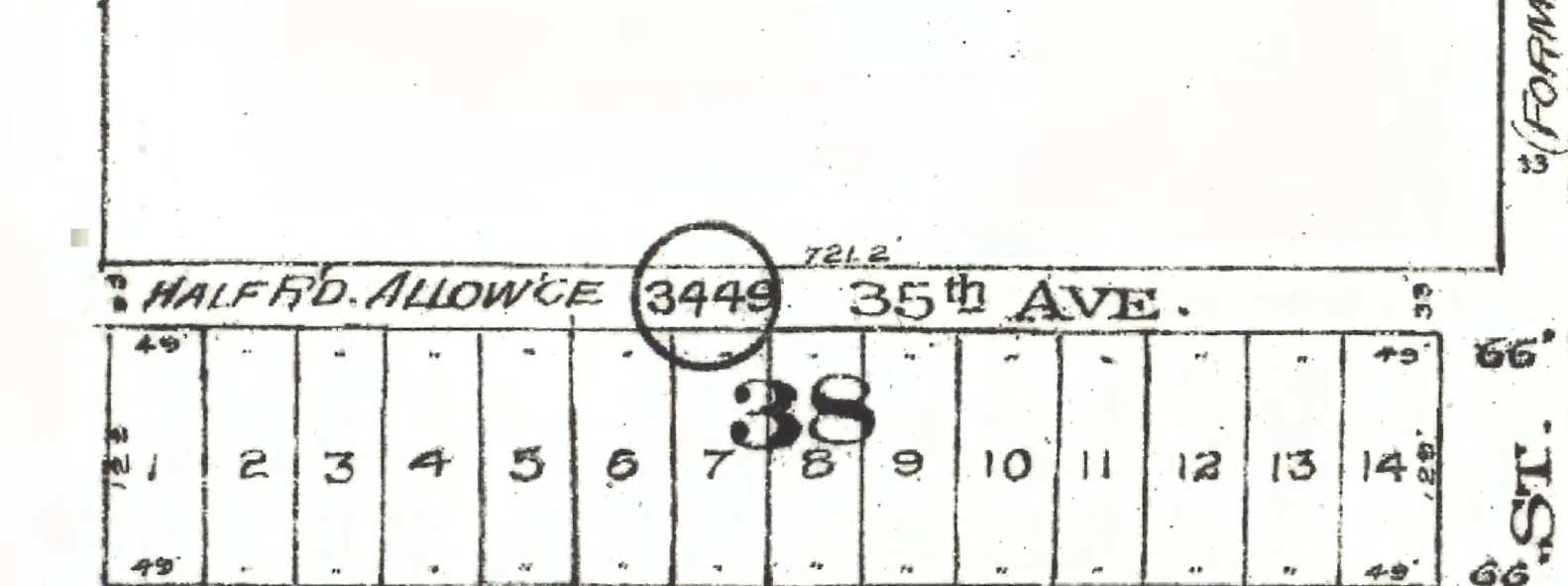 The 4000 block of West 35th Avenue on Goad's 1912 fire insurance map