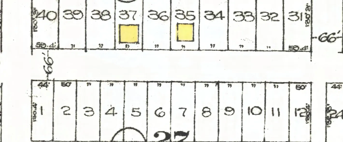 The 2900 block of West 37th Avenue on Goad's 1912 fire insurance map
