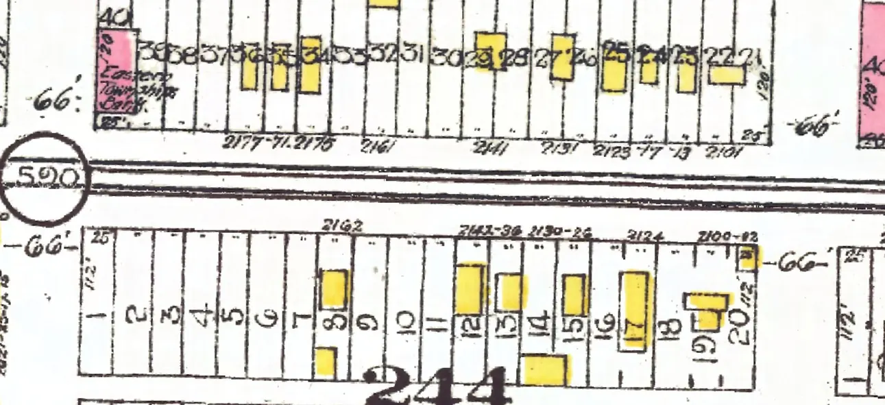The 2100 block of West 4th Avenue on Goad's 1912 fire insurance map