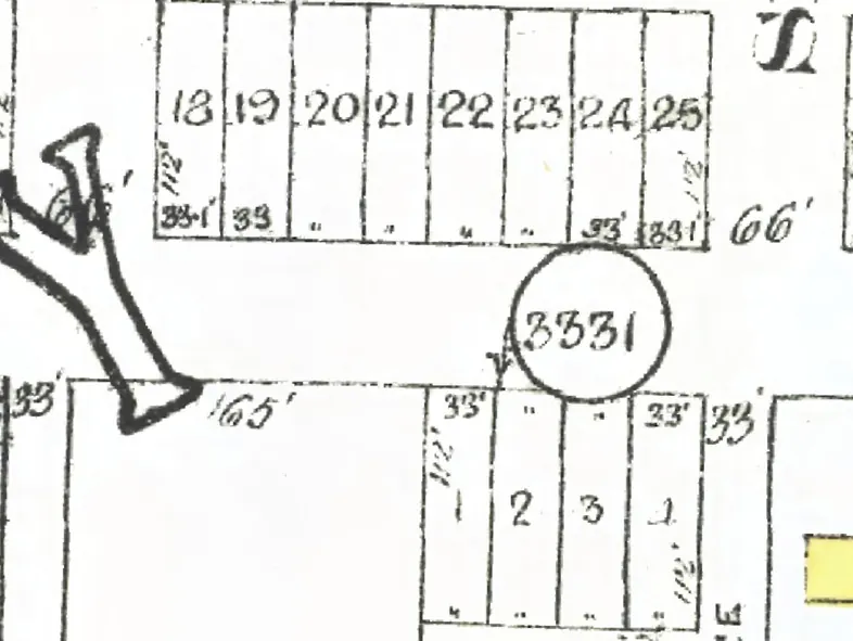The 1100 block of West 64th Avenue on Goad's 1912 fire insurance map
