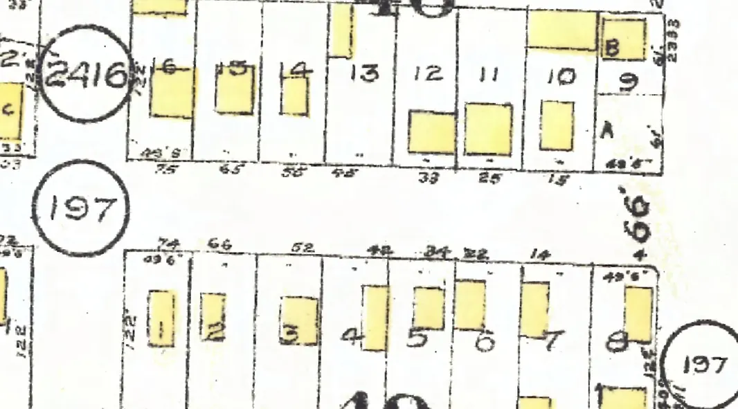 The first block of West 8th Avenue on Goad's 1912 fire insurance map
