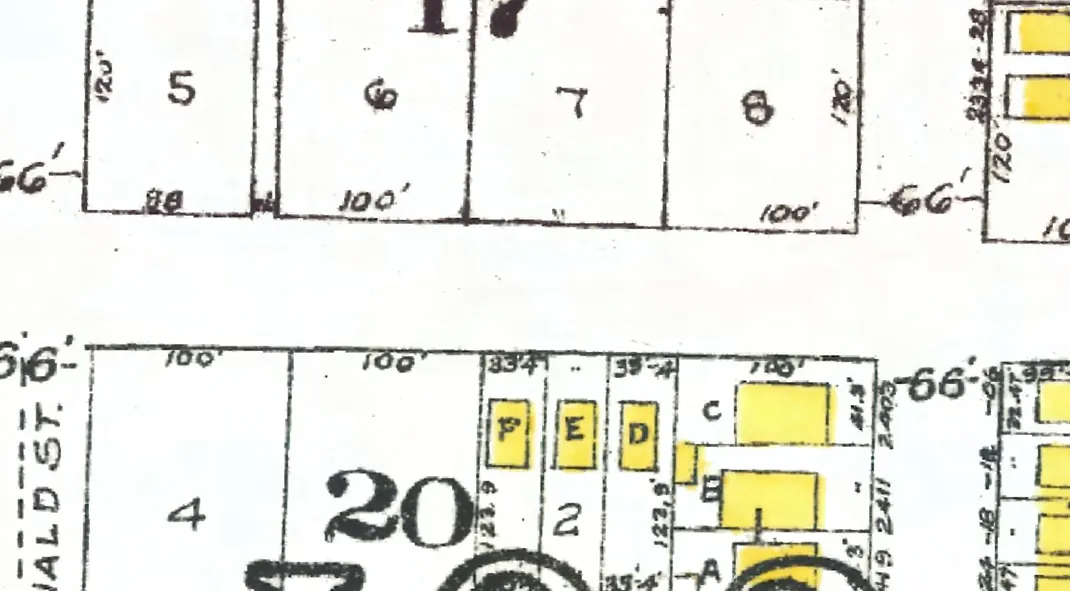 The 2700 block of West 8th Avenue on Goad's 1912 fire insurance map